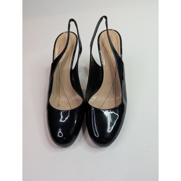 KATE SPADE Black Patent Leather Slingback Heel pump work coctail women SIZE 8.5 - Picture 3 of 8